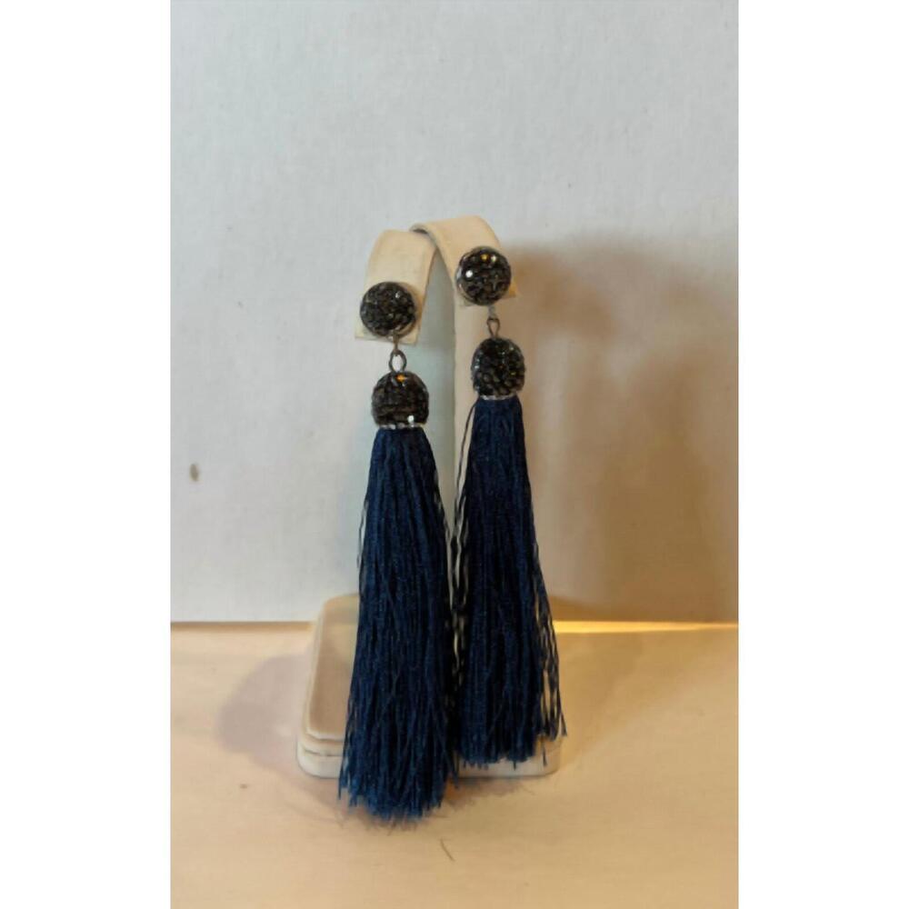 NEW SONYA'S drop fringe earring in royal blue/grey